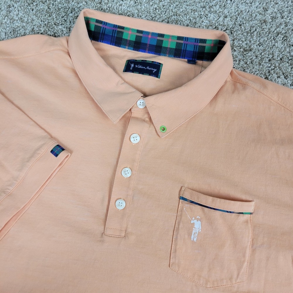 William Murray Mens XL Solid Peach Performance Stretch Golf Polo Short Sleeve